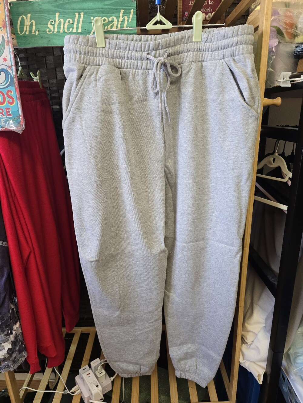 #0693 NEW 1X ZENANA Grey Joggers 18-21"Wst 14.5"Rise 28.5"Inseam Soft!